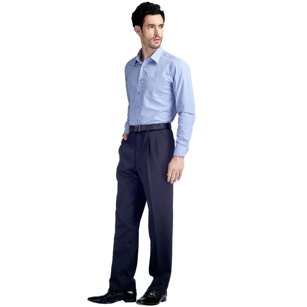 GIBBON 經典商務素面質感長袖襯衫 灰藍款-8