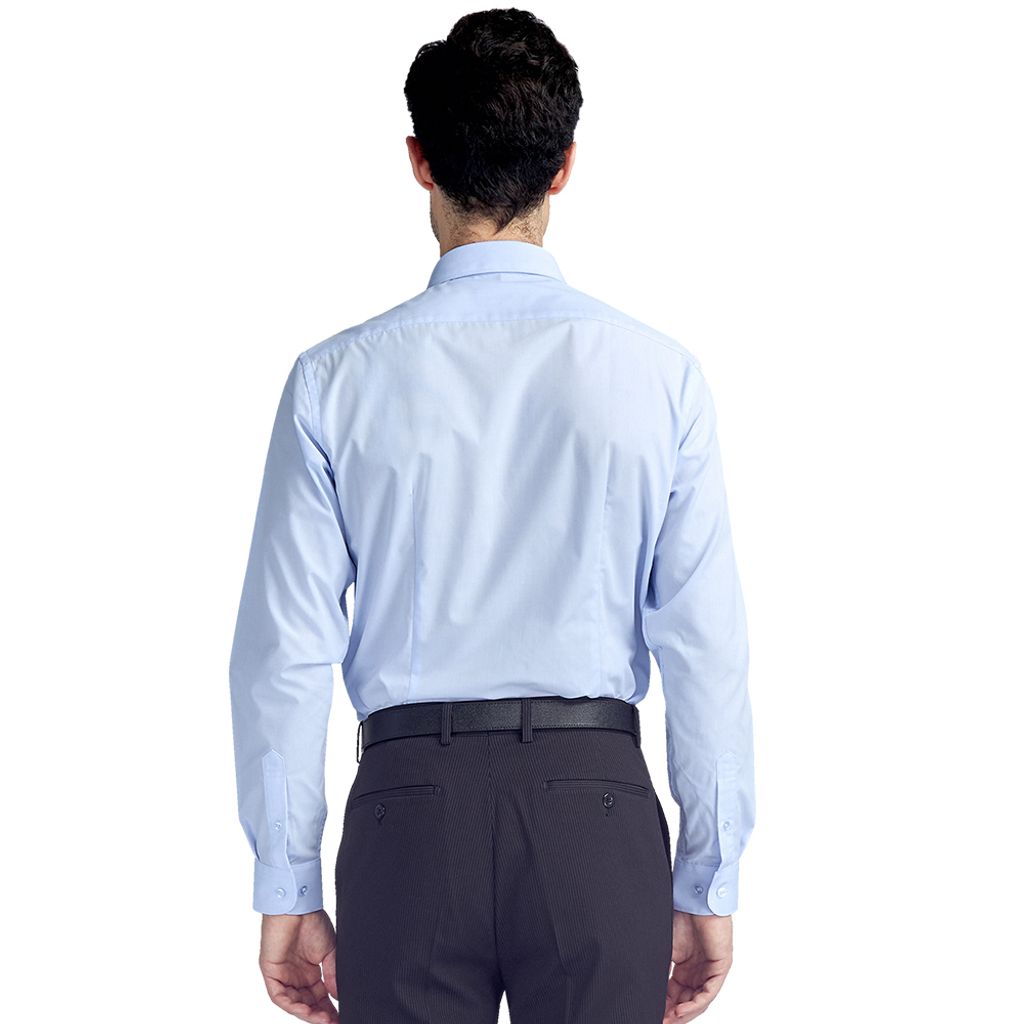 GIBBON 經典商務素面質感長袖襯衫 淡藍款-3