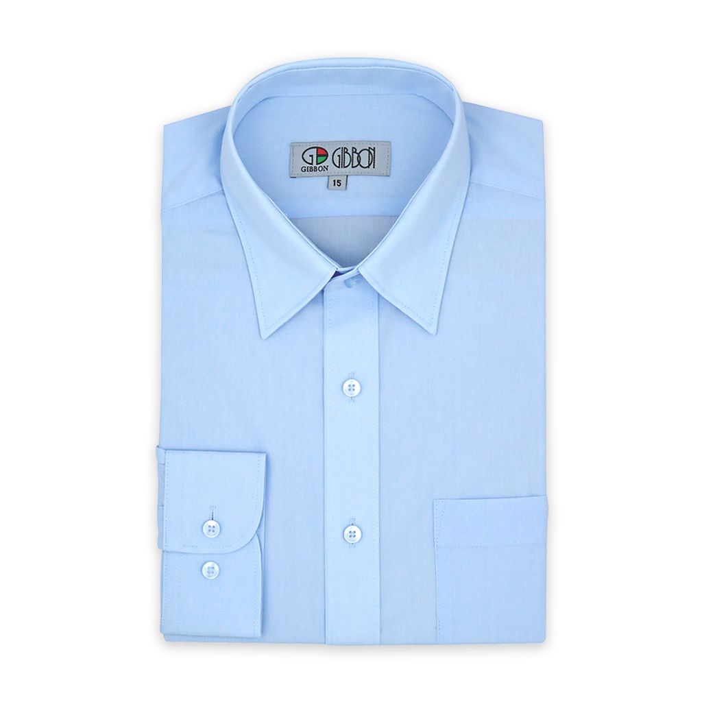 GIBBON 經典商務素面質感長袖襯衫 淡藍款-4