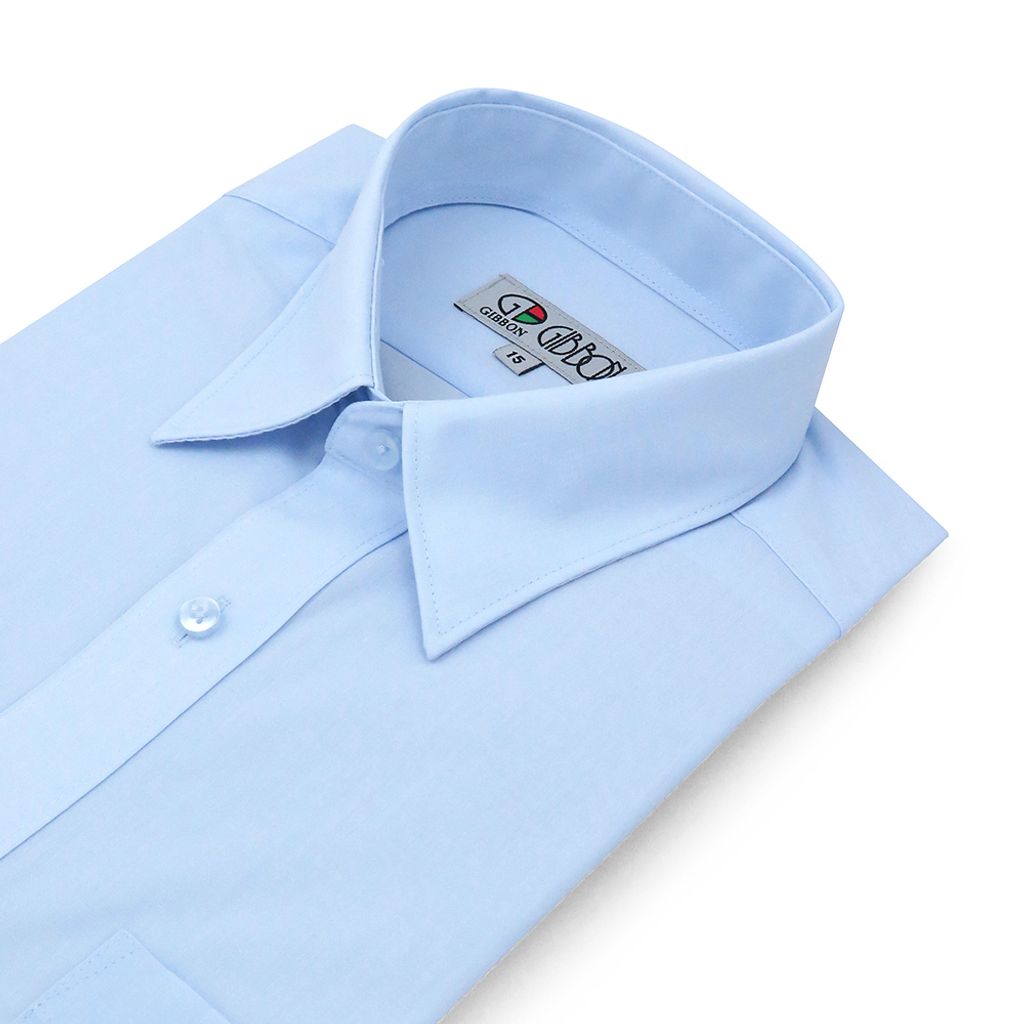 GIBBON 經典商務素面質感長袖襯衫 淡藍款-5