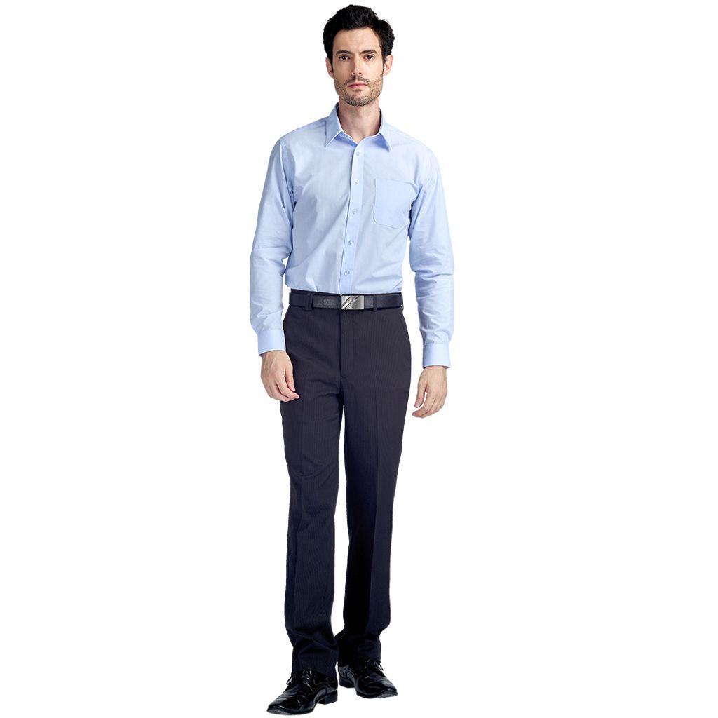 GIBBON 經典商務素面質感長袖襯衫 淡藍款-8