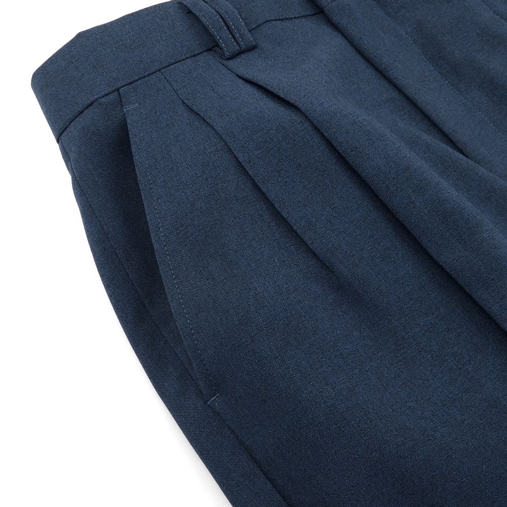 GIBBON 雲墨紋雅致舒適打摺西裝褲‧藍色-2