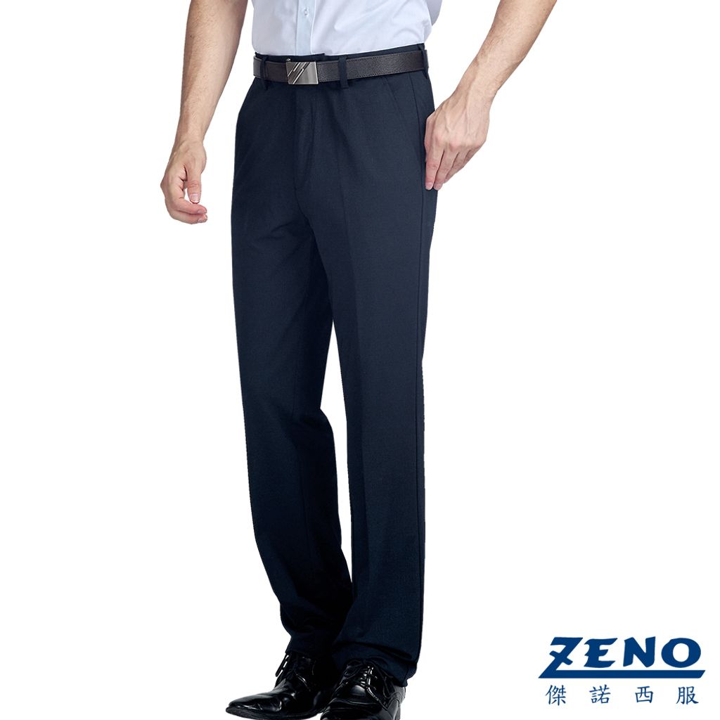 ZENO 都會商務雅致素面平口西裝褲‧藍色