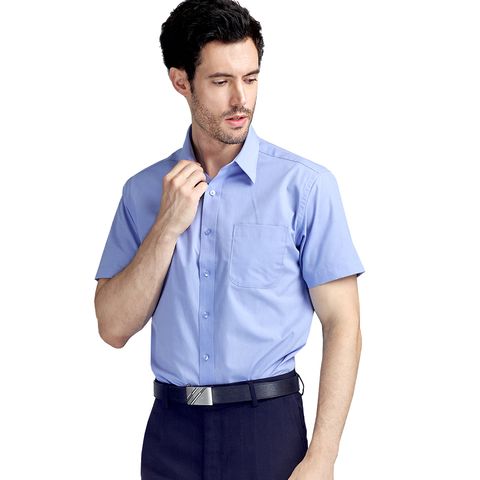 GIBBON 涼感透氣舒適質感短袖襯衫 藍色款-2