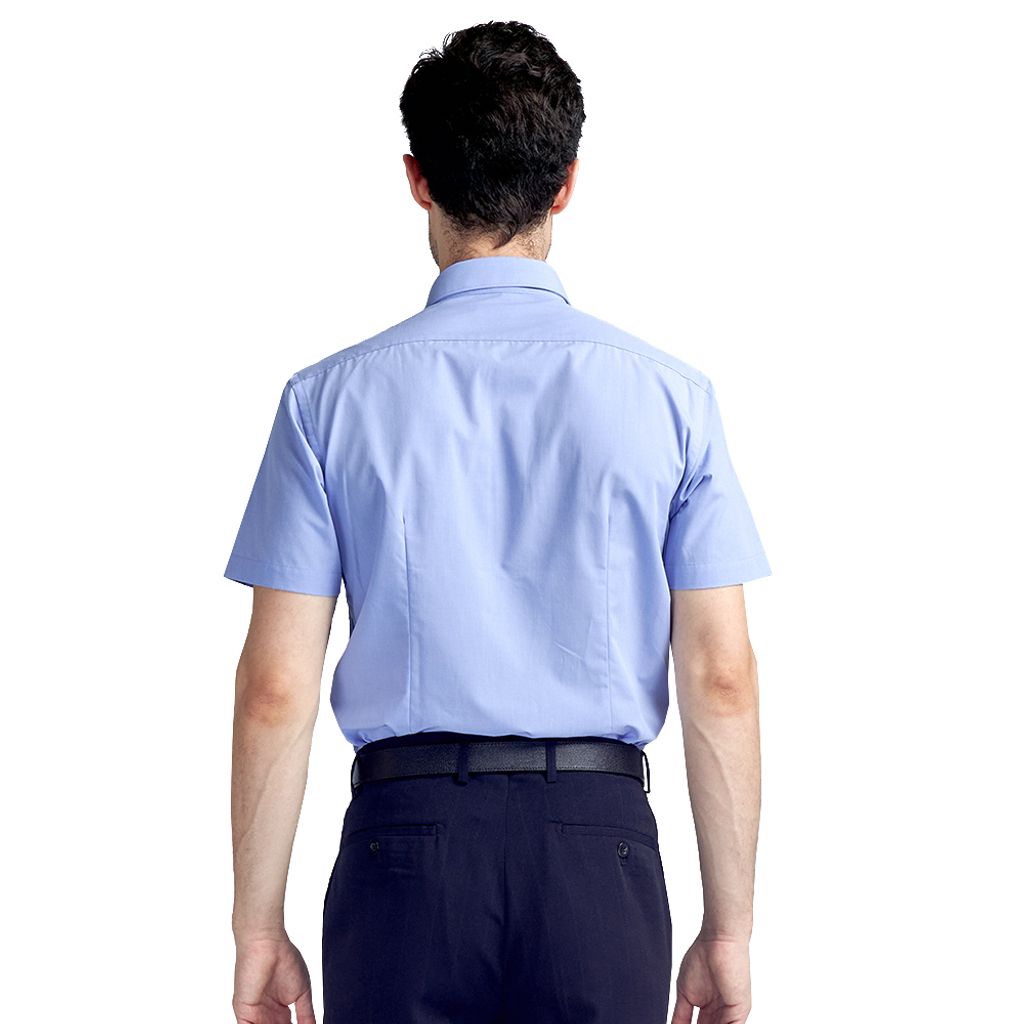 GIBBON 涼感透氣舒適質感短袖襯衫 藍色款-3
