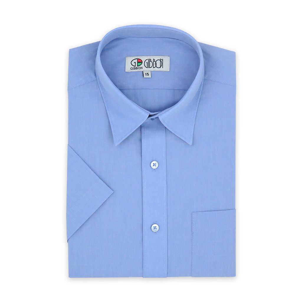 GIBBON 涼感透氣舒適質感短袖襯衫 藍色款-4