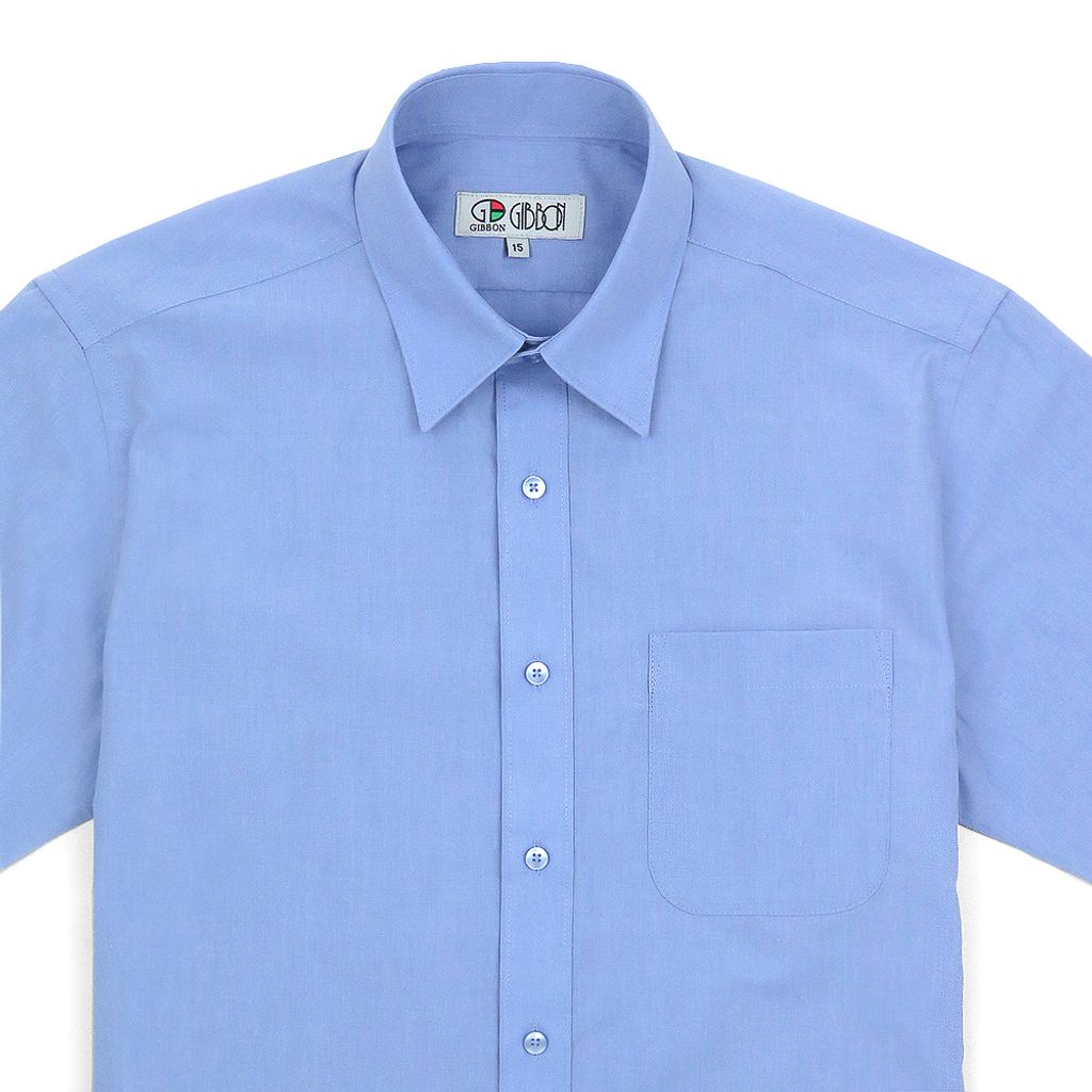GIBBON 涼感透氣舒適質感短袖襯衫 藍色款-6