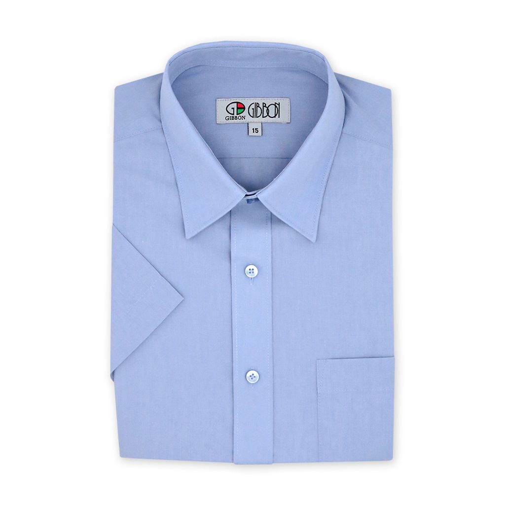 GIBBON 涼感透氣舒適質感短袖襯衫 灰藍款-4