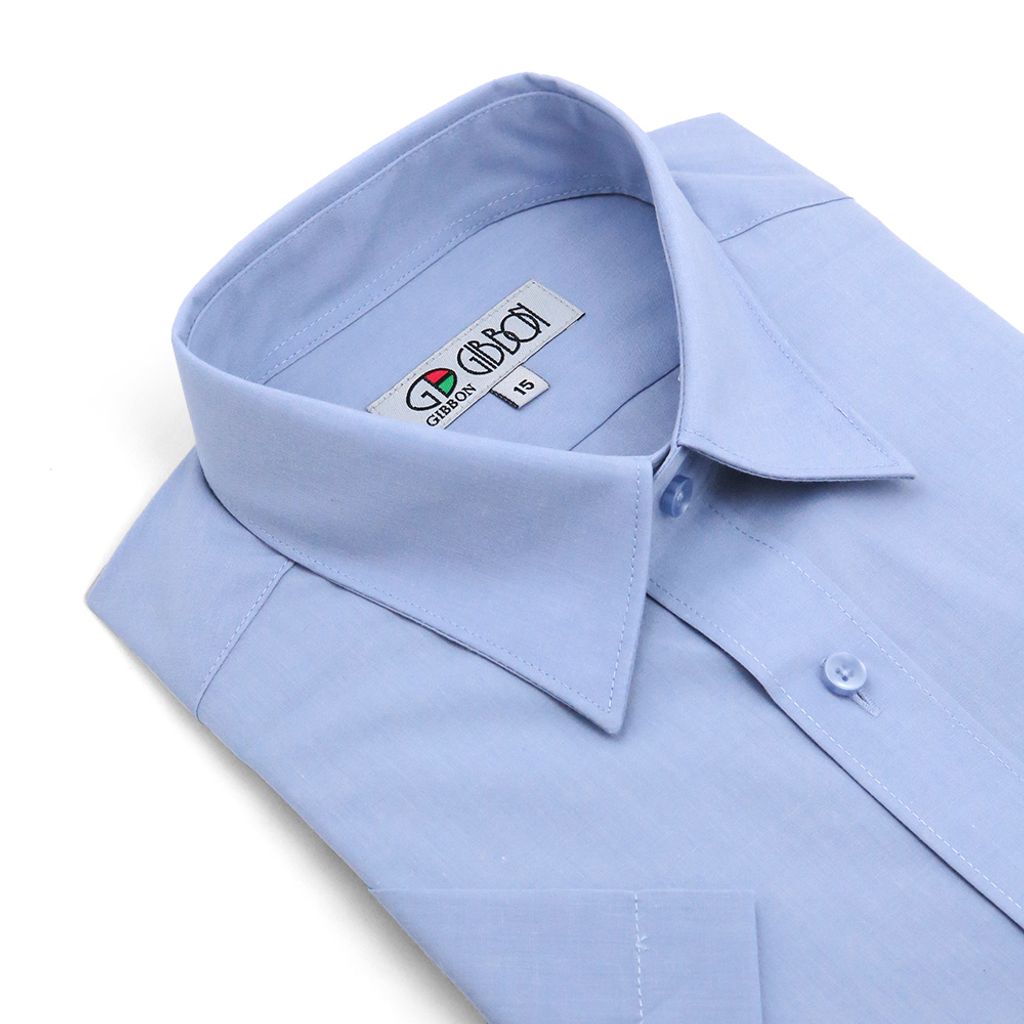 GIBBON 涼感透氣舒適質感短袖襯衫 灰藍款-5