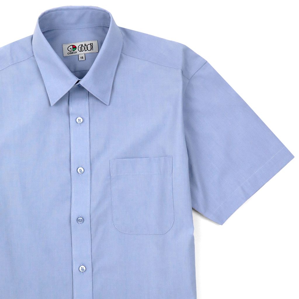 GIBBON 涼感透氣舒適質感短袖襯衫 灰藍款-6