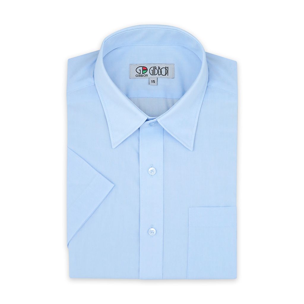 GIBBON 涼感透氣舒適質感短袖襯衫 淡藍款-4
