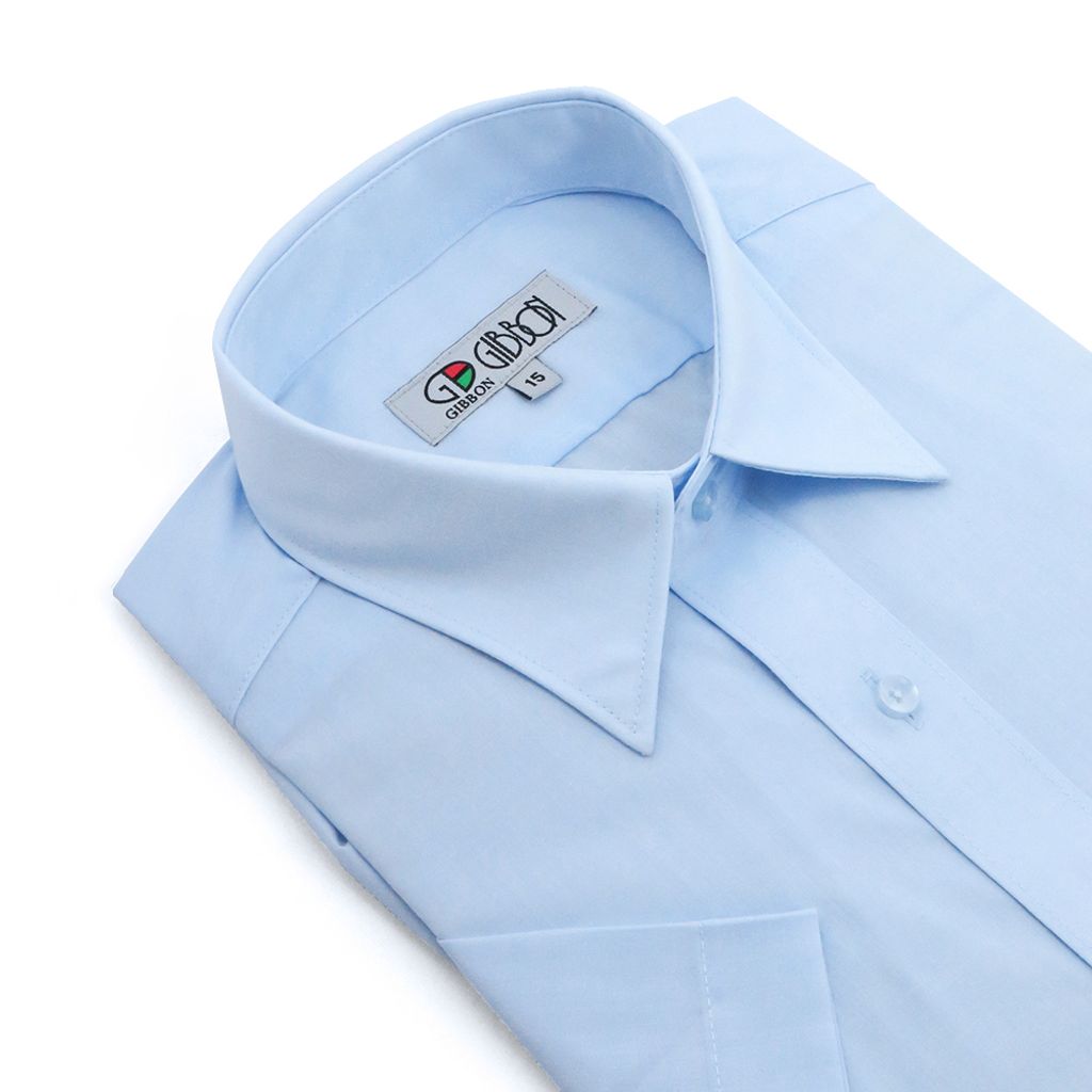 GIBBON 涼感透氣舒適質感短袖襯衫 淡藍款-5