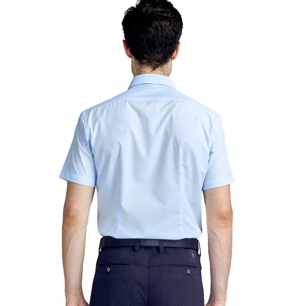GIBBON 涼感透氣舒適質感短袖襯衫 淡藍款-3