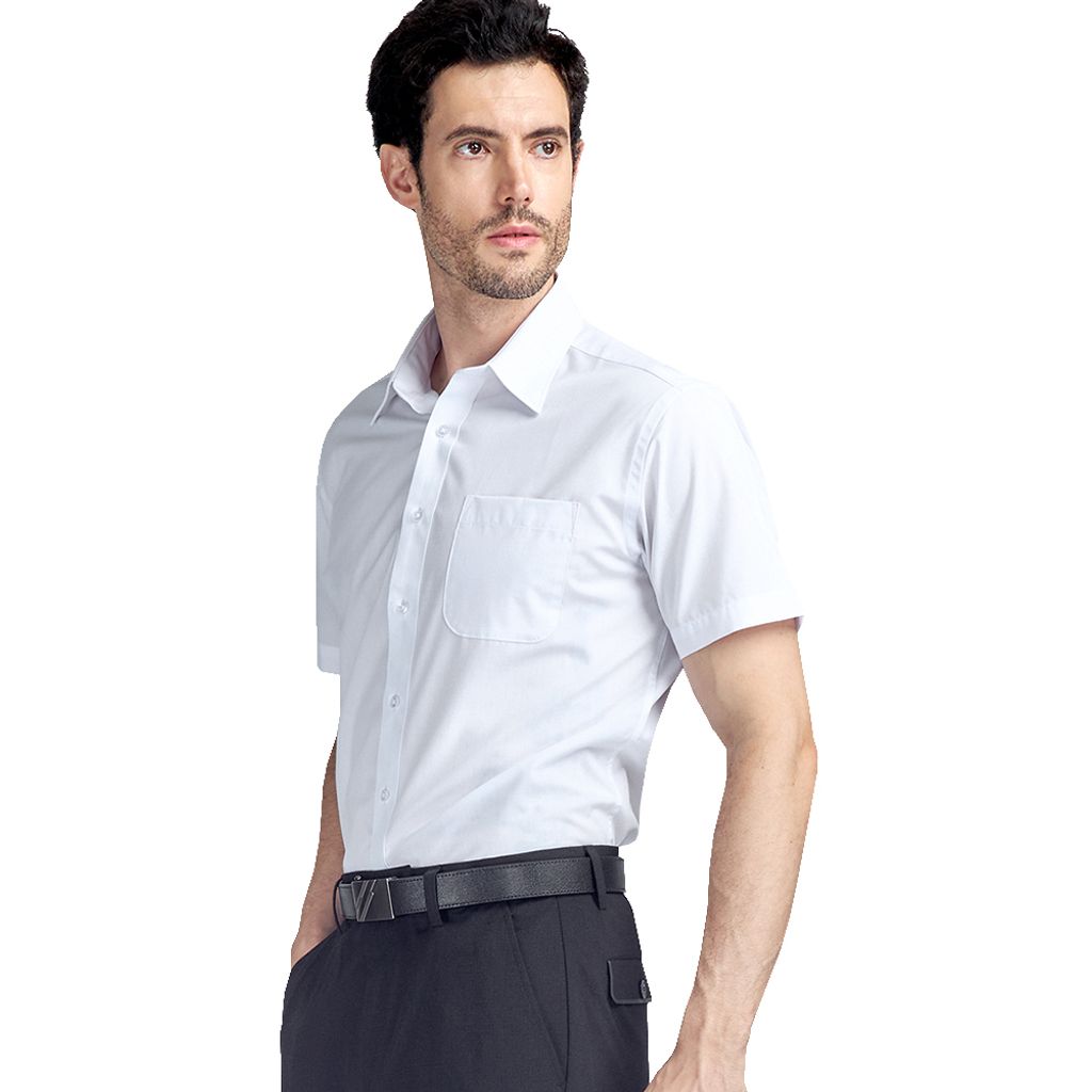 GIBBON 涼感透氣舒適質感短袖襯衫 白色款-2