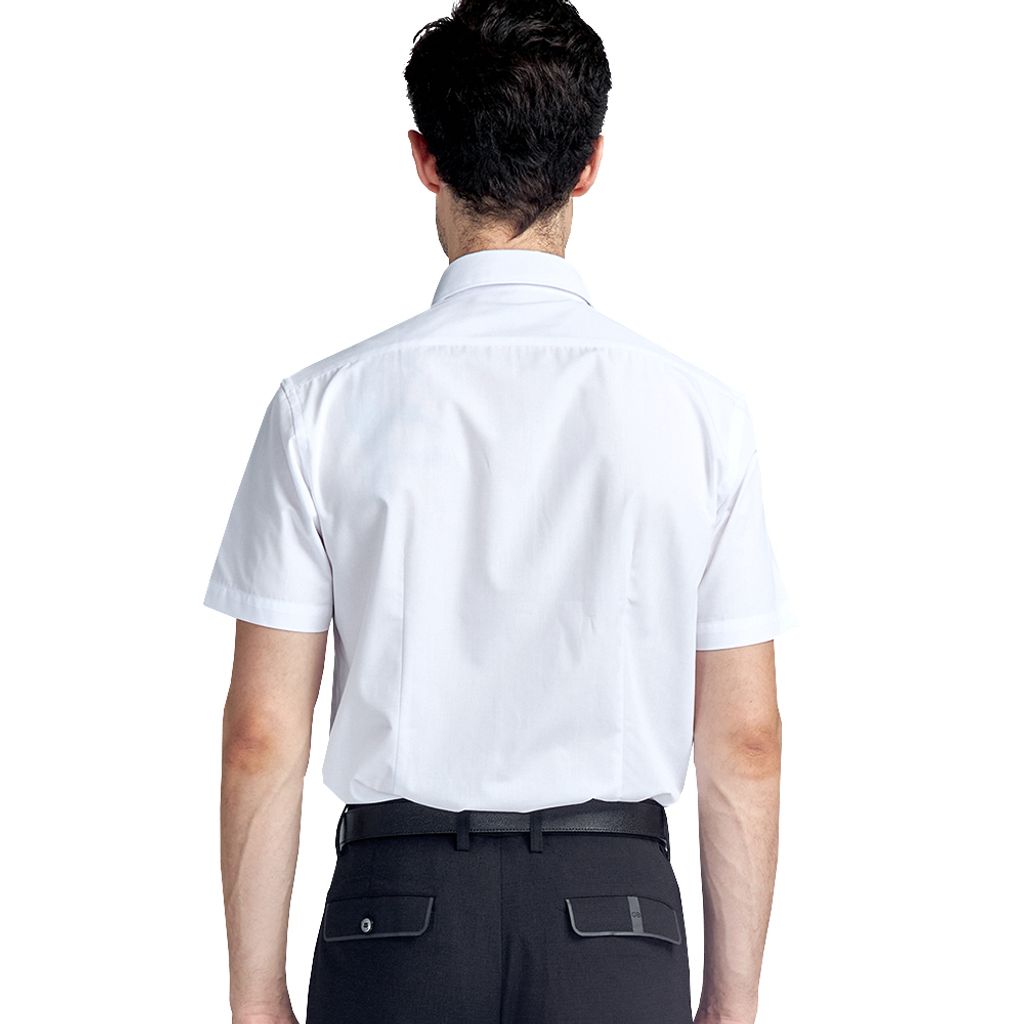 GIBBON 涼感透氣舒適質感短袖襯衫(領扣款) 經典白-2