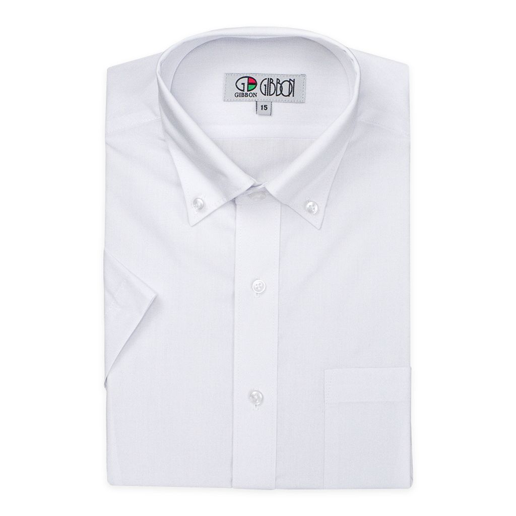 GIBBON 涼感透氣舒適質感短袖襯衫(領扣款) 經典白-3