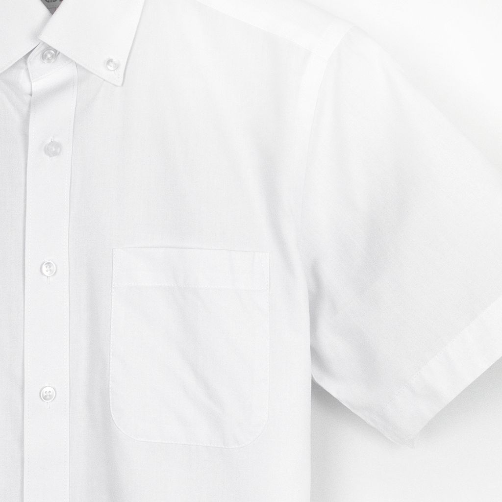 GIBBON 涼感透氣舒適質感短袖襯衫(領扣款) 經典白-5