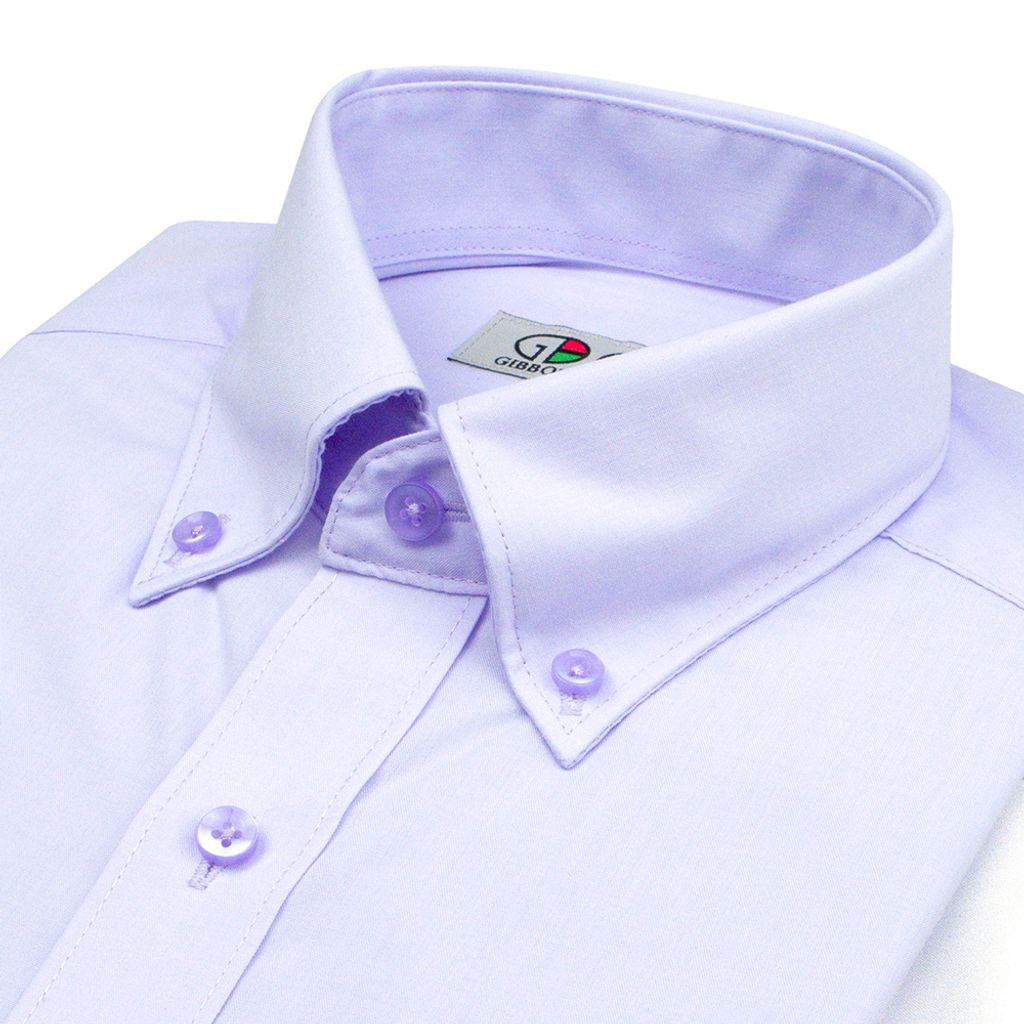 GIBBON 涼感透氣舒適質感短袖襯衫(領扣款) 淡紫色-3