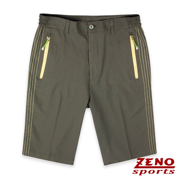 ZENO傑諾-機能快乾四面彈金色織線短褲-深卡其 M-3XL