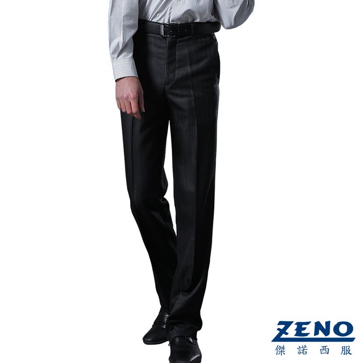 ZENO傑諾-型男時尚修身平口西裝褲‧時尚黑