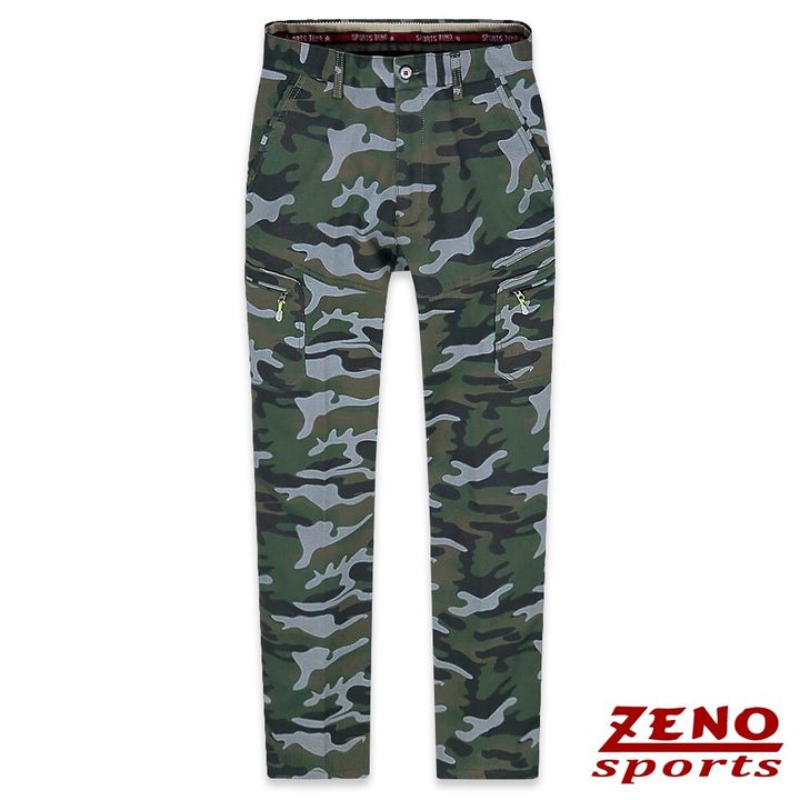 ZENO 保暖刷毛彈性迷彩休閒褲‧灰綠