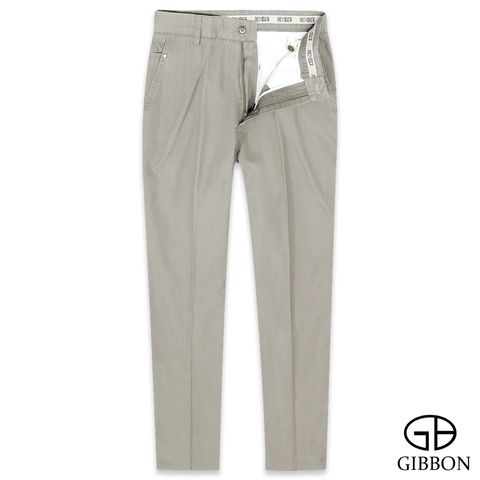 GIBBON 舒適純棉橫紋休閒長褲‧淺褐