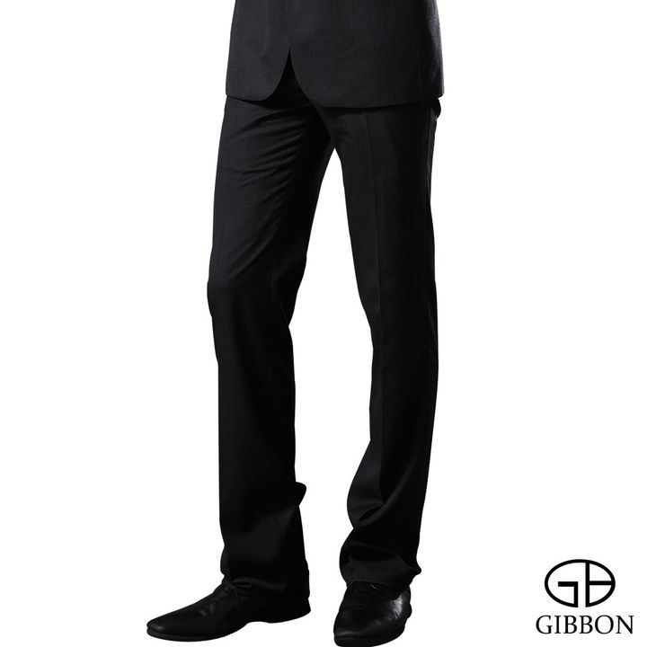 GIBBON 商務沉穩條紋平口西裝褲‧雲灰