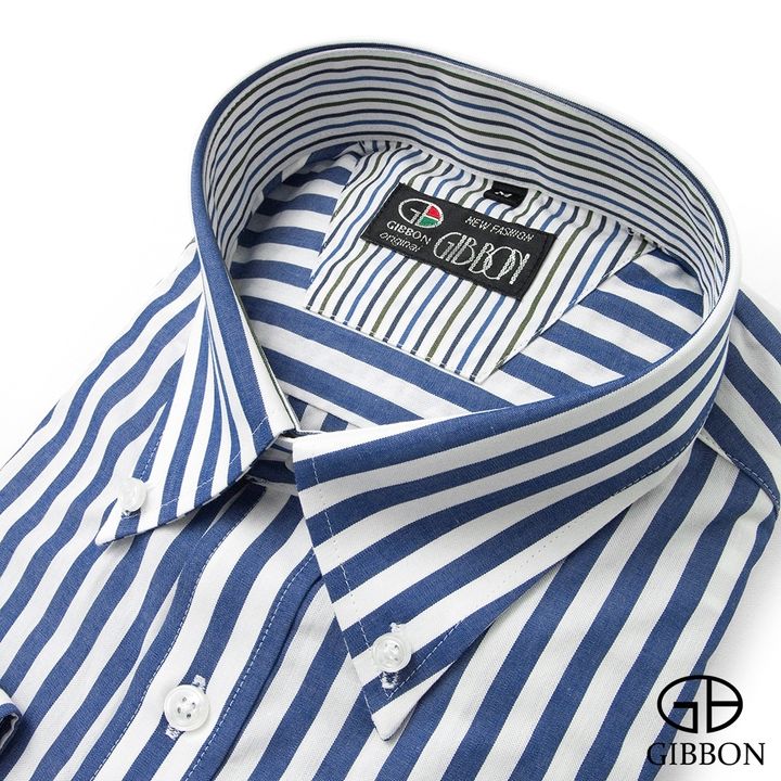 GIBBON吉朋-經典粗條紋休閒長袖襯衫‧藍條紋