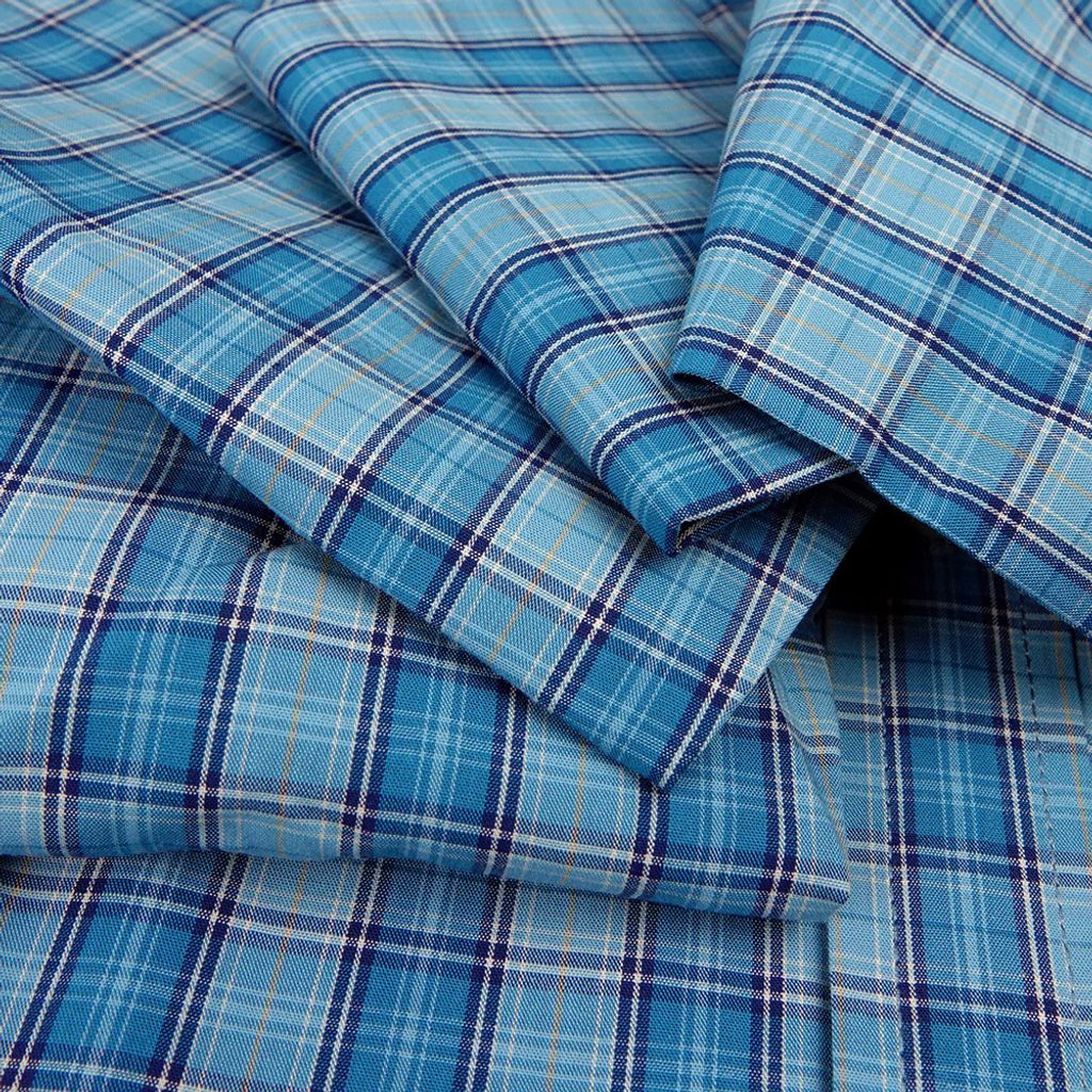 8-GIBBON吉朋-簡約休閒格子純棉長袖襯衫‧藍綠格