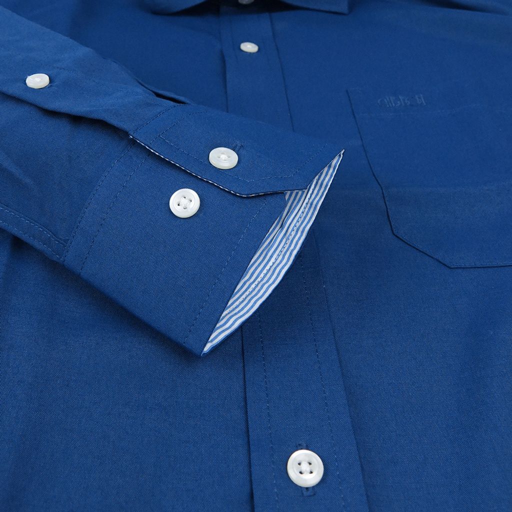 8-GIBBON吉朋-商務紳士素面彈性長袖襯衫‧深藍