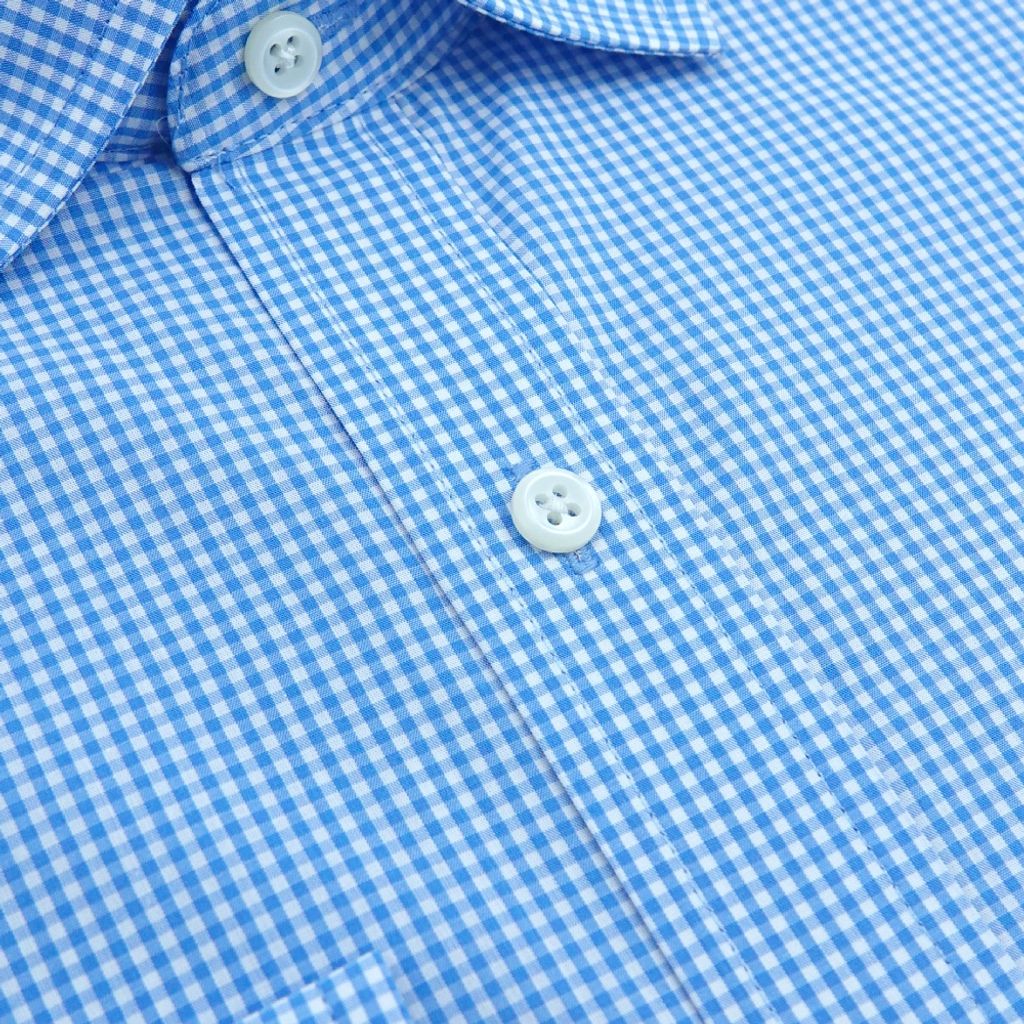 5-GIBBON吉朋-經典細格紋純棉長袖襯衫‧藍白格