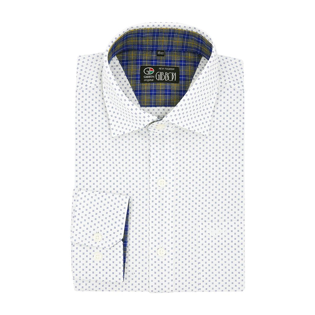 2-GIBBON吉朋-滿版印花質感休閒長袖襯衫‧白色