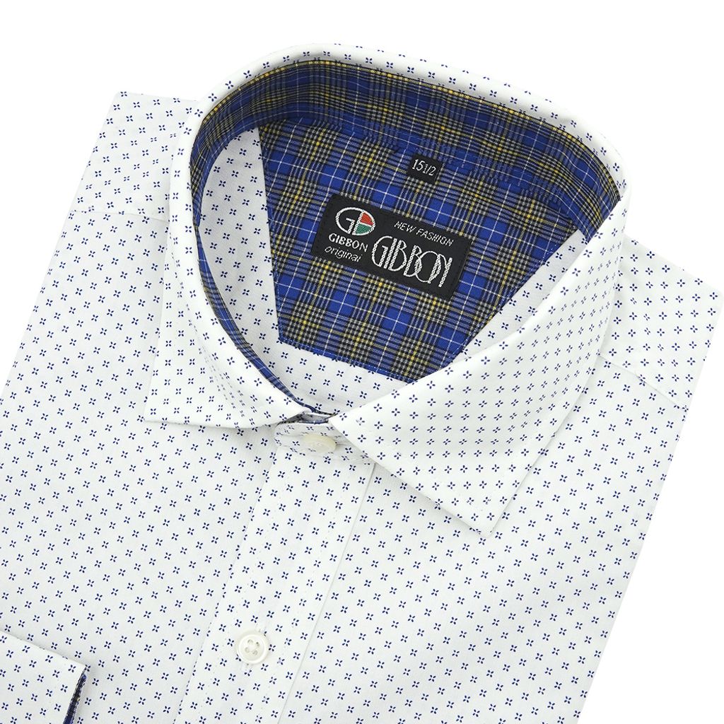 4-GIBBON吉朋-滿版印花質感休閒長袖襯衫‧白色