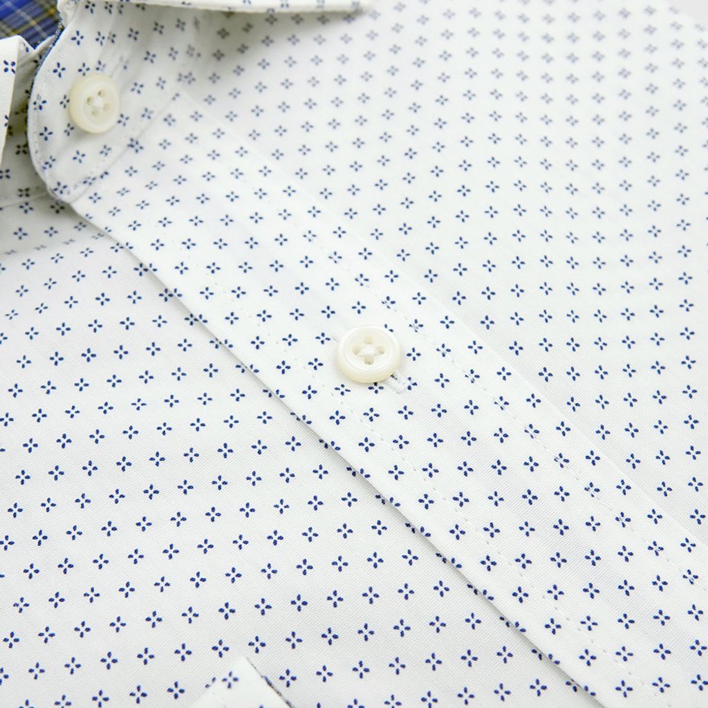 5-GIBBON吉朋-滿版印花質感休閒長袖襯衫‧白色