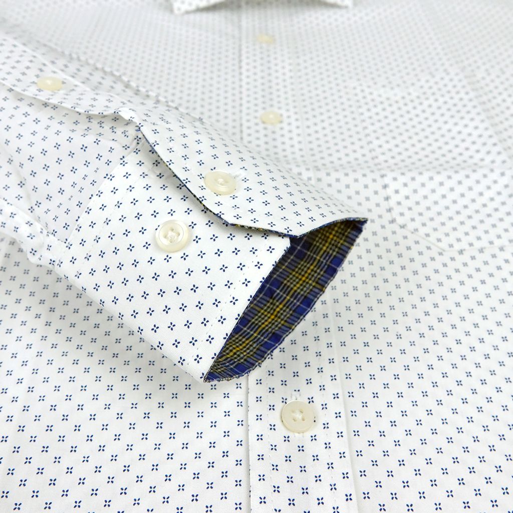 6-GIBBON吉朋-滿版印花質感休閒長袖襯衫‧白色