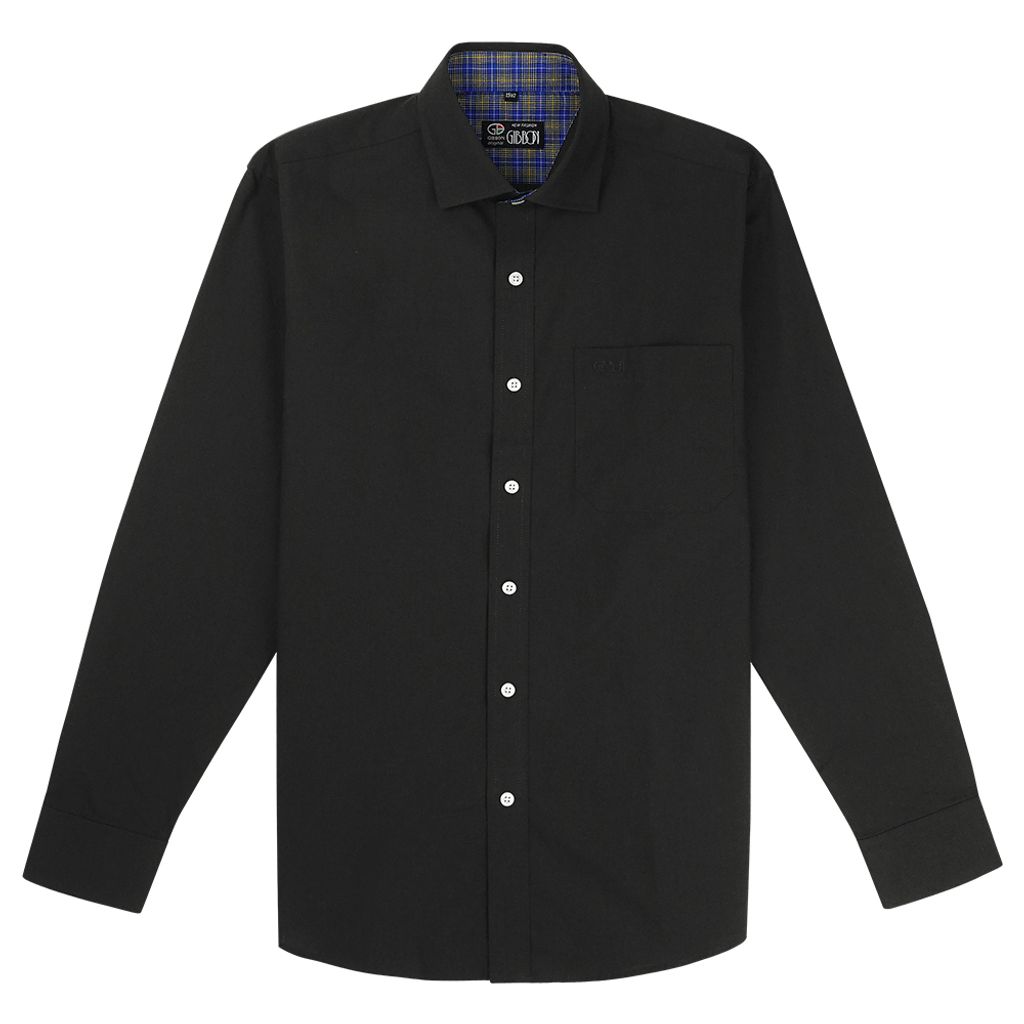 3-GIBBON吉朋-都會紳士素面純棉長袖襯衫‧黑色