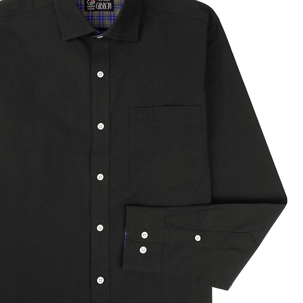 4-GIBBON吉朋-都會紳士素面純棉長袖襯衫‧黑色
