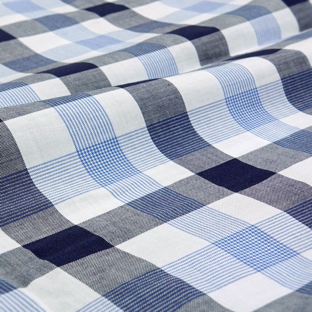 7-GIBBON吉朋-經典休閒雙色格紋長袖襯衫‧黑藍格