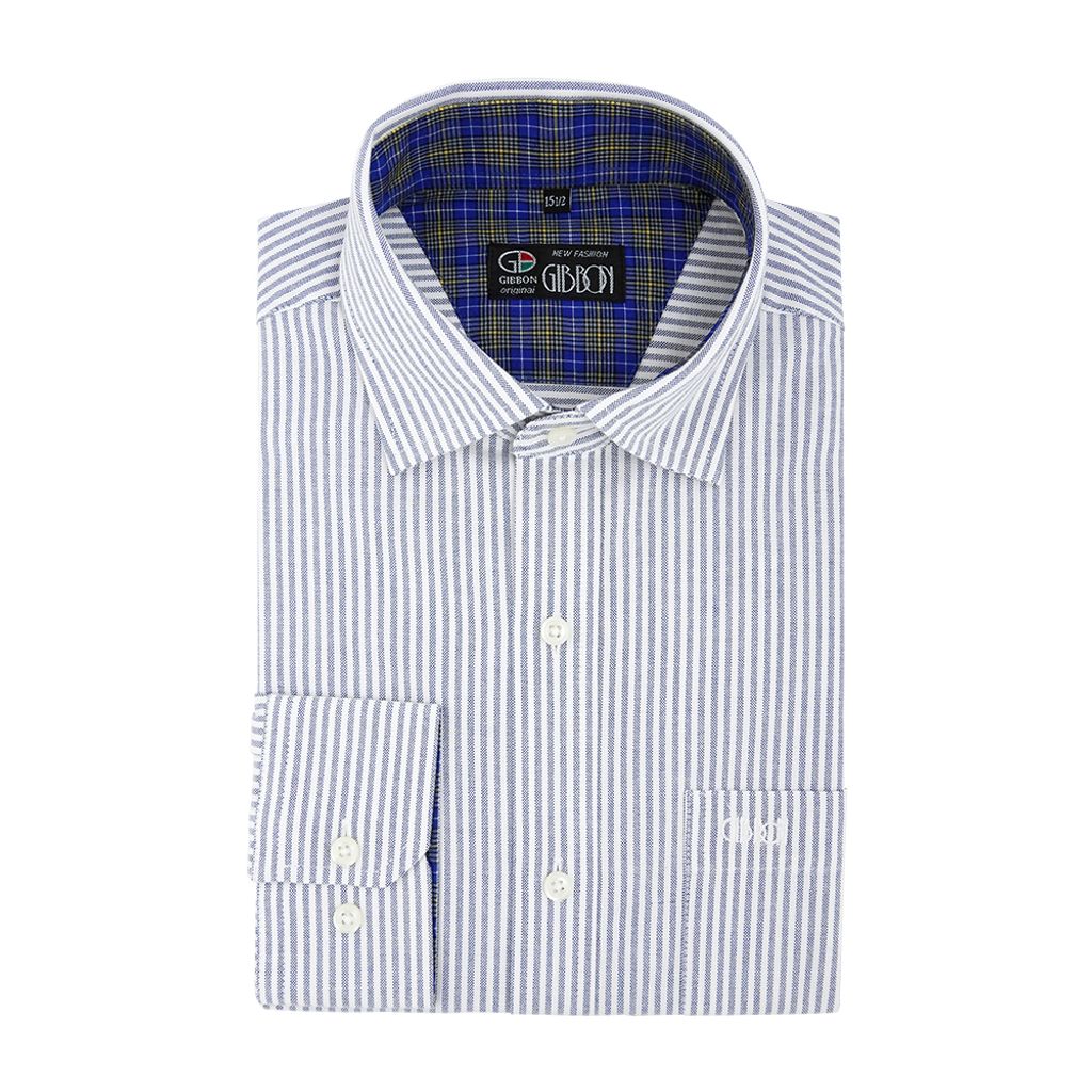 2-GIBBON吉朋-英倫風休閒純棉牛津長袖襯衫‧灰藍