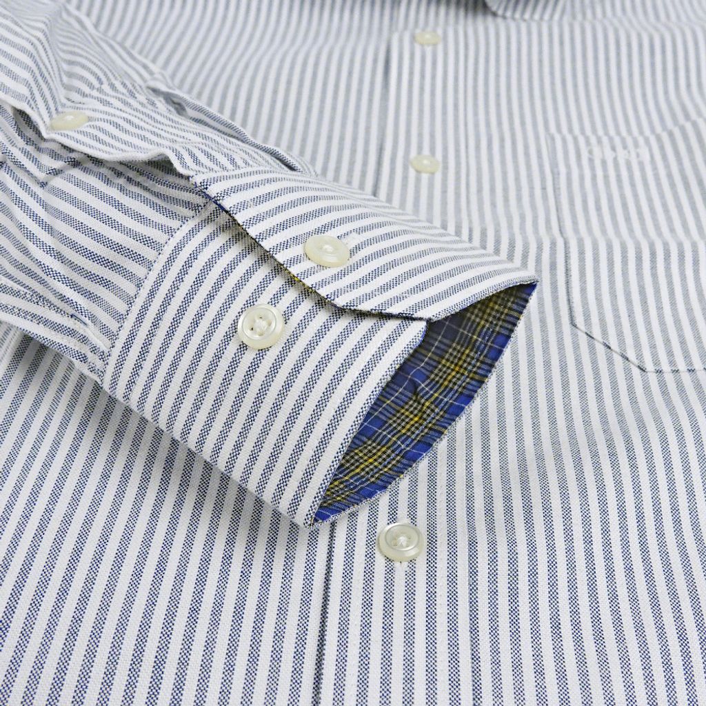 7-GIBBON吉朋-英倫風休閒純棉牛津長袖襯衫‧灰藍