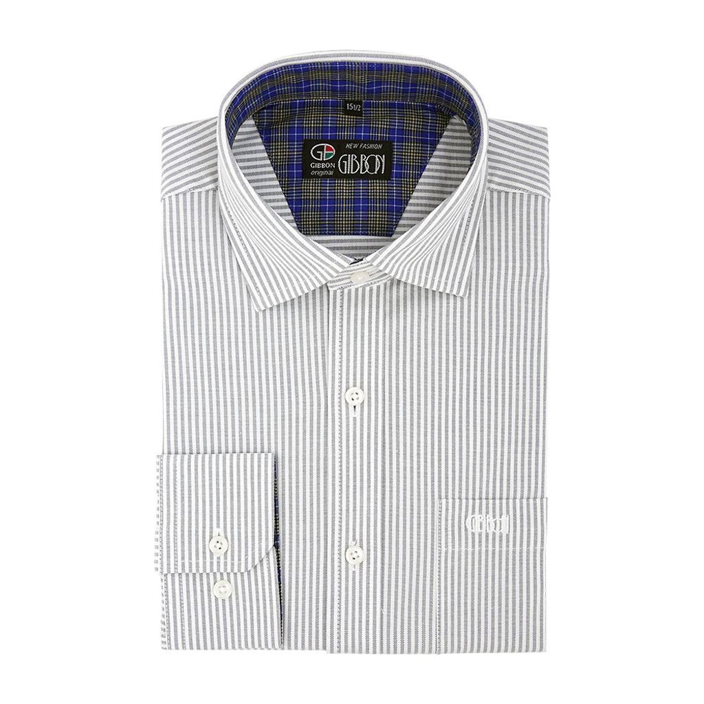 2-GIBBON吉朋-英倫風休閒彈性牛津長袖襯衫‧灰色