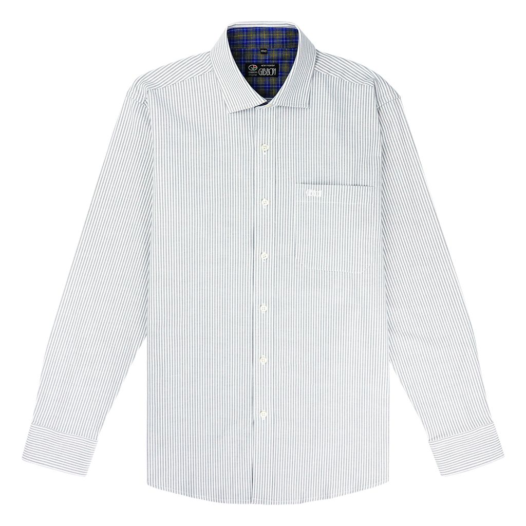 4-GIBBON吉朋-英倫風休閒彈性牛津長袖襯衫‧灰色