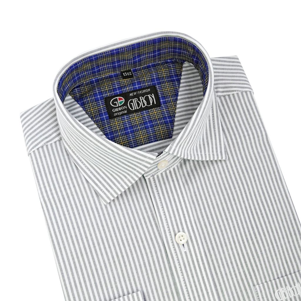 3-GIBBON吉朋-英倫風休閒彈性牛津長袖襯衫‧灰色