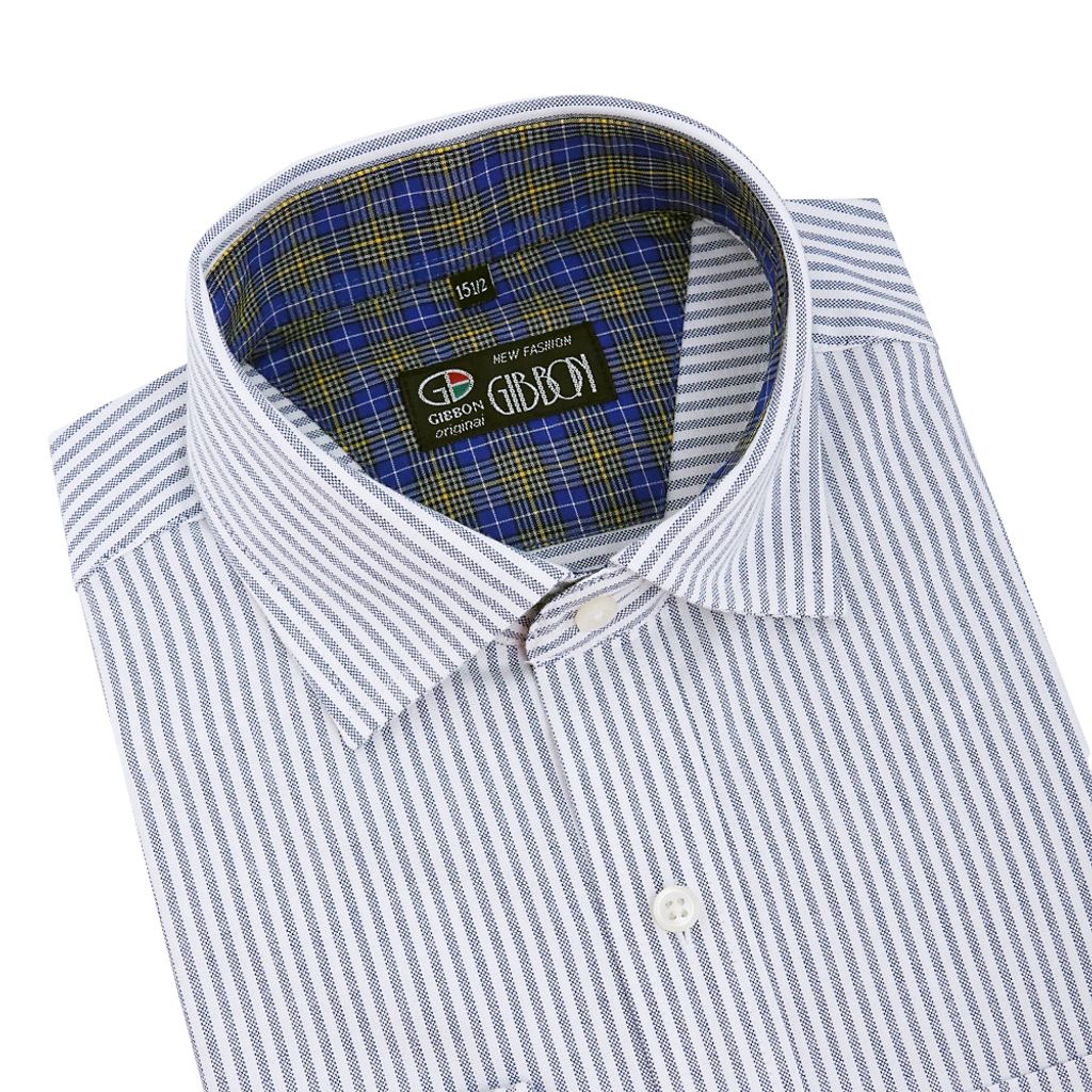 3-GIBBON吉朋-英倫風休閒純棉牛津長袖襯衫‧灰藍