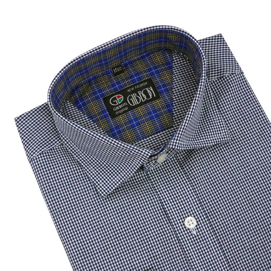 4-GIBBON吉朋-都會紳士細格紋長袖襯衫‧深灰格