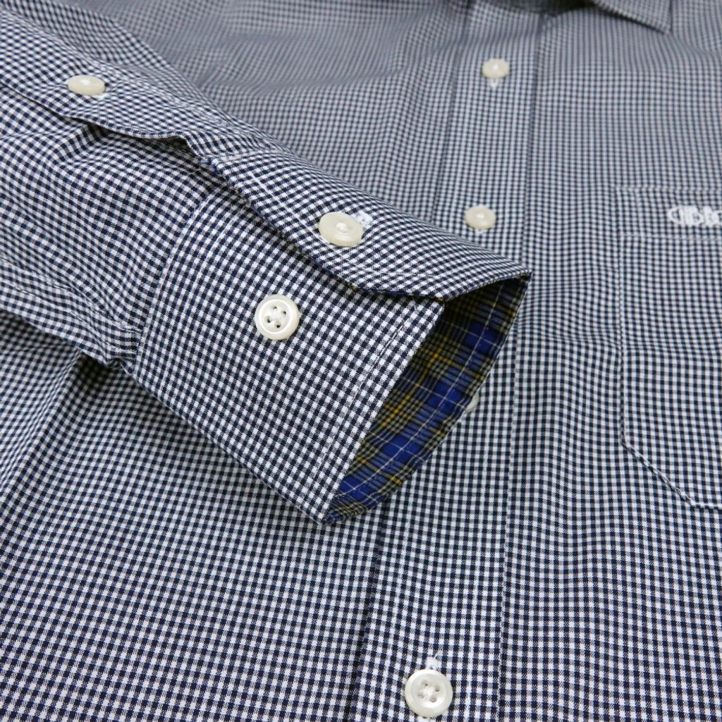 7-GIBBON吉朋-都會紳士細格紋長袖襯衫‧深灰格