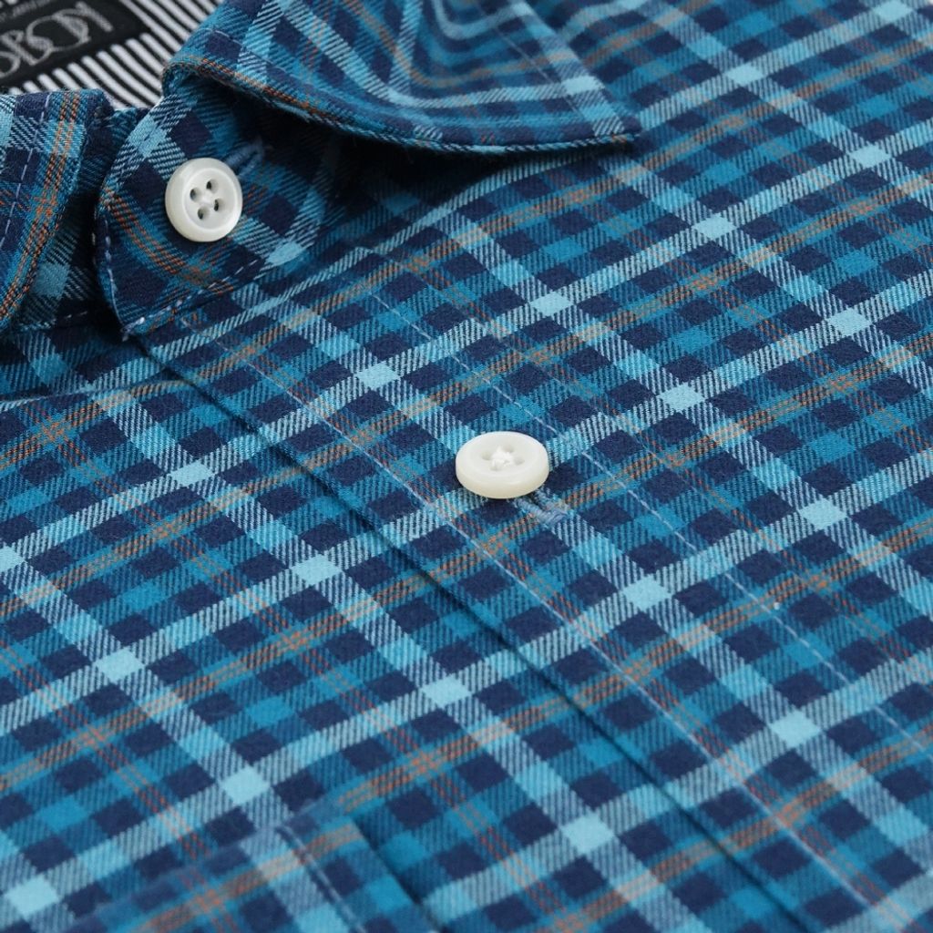 6-GIBBON吉朋-英倫風典雅格紋休閒長袖襯衫‧綠松藍