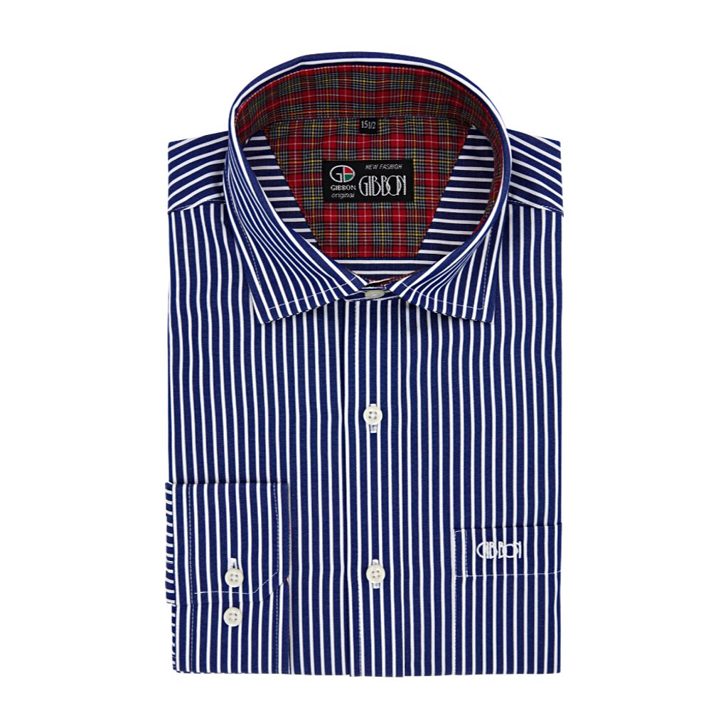 4-GIBBON吉朋-經典粗條紋休閒長袖襯衫‧二色