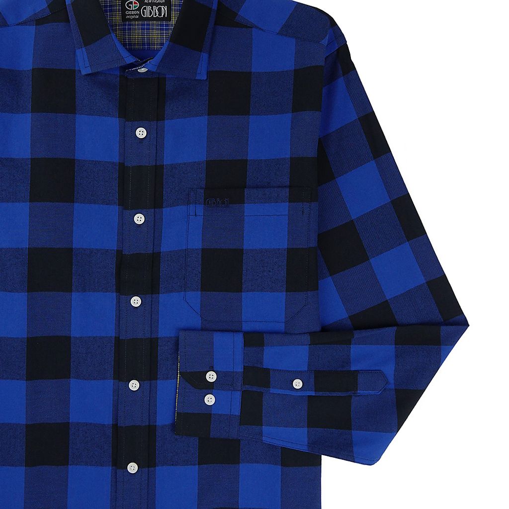 7-GIBBON吉朋-極簡風格子休閒長袖襯衫‧二色