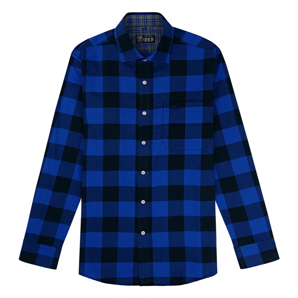 3-GIBBON吉朋-極簡風格子休閒長袖襯衫‧二色